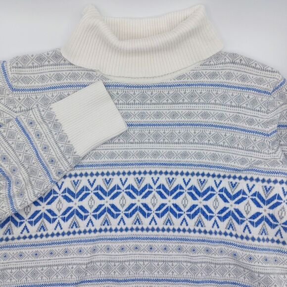 LL Bean Fair Isle Cashmere Cotton Blend Sweater Women's XL Turtleneck Nordic - Picture 1 of 9